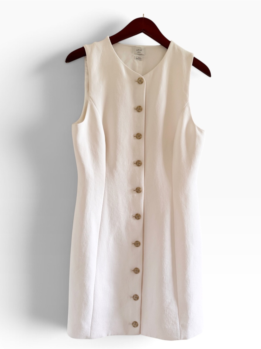 ARITZIA Wilfred Regal Button Front Dress Size 10 in Metropolis Beige - Picture 2 of 16